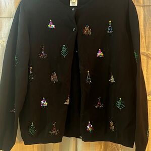 Susan Bristol Holiday Sequin  Cardigan